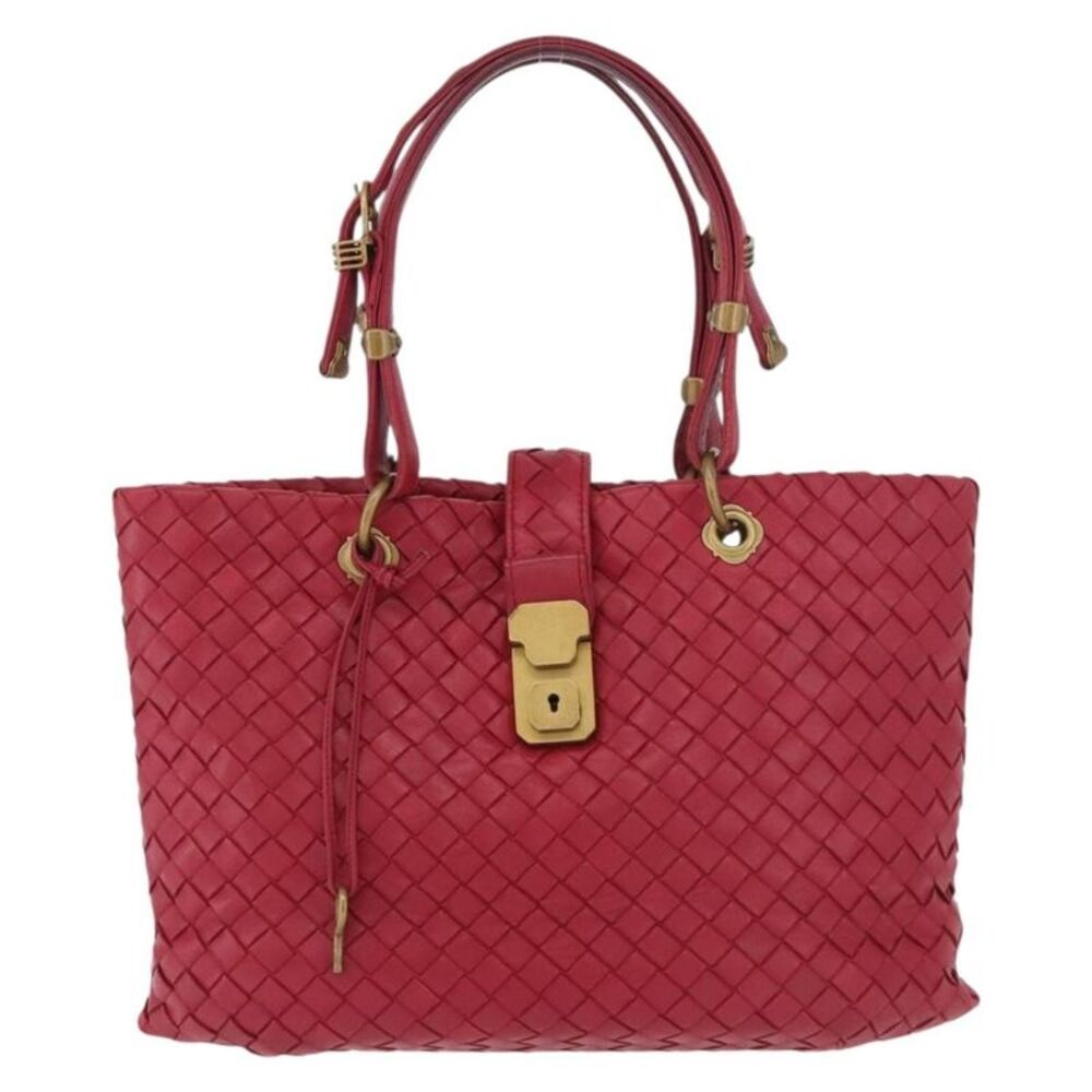 Bottega Veneta Capri Intrecciato Nappa Red Leather Tote Bag Bag